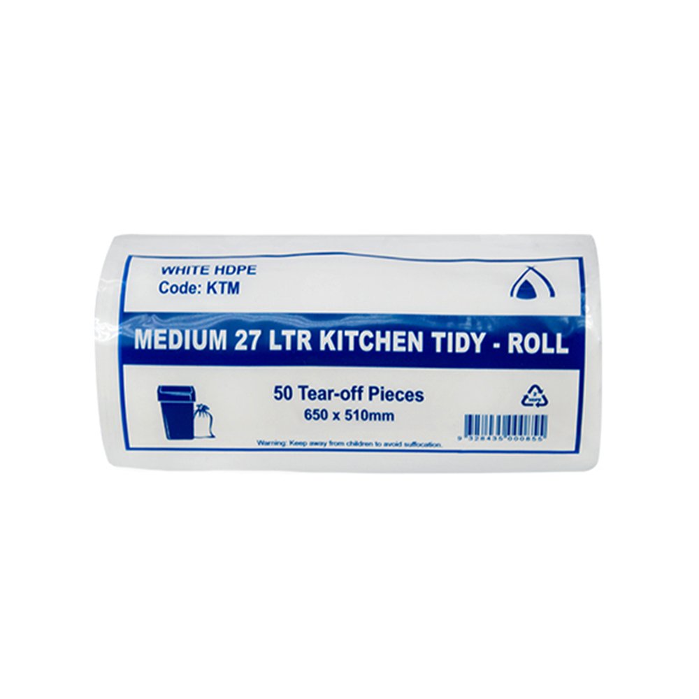 Medium 27Ltr Kitchen Office Tidy Bin Liners - White - TEM IMPORTS™