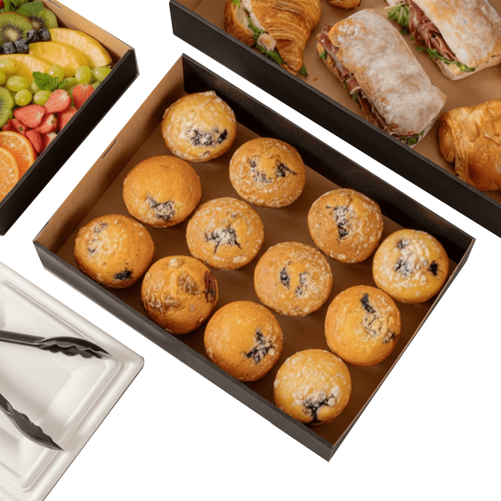 Medium Black Corrugated Rectangle Catering Tray - 100/CTN - TEM IMPORTS™