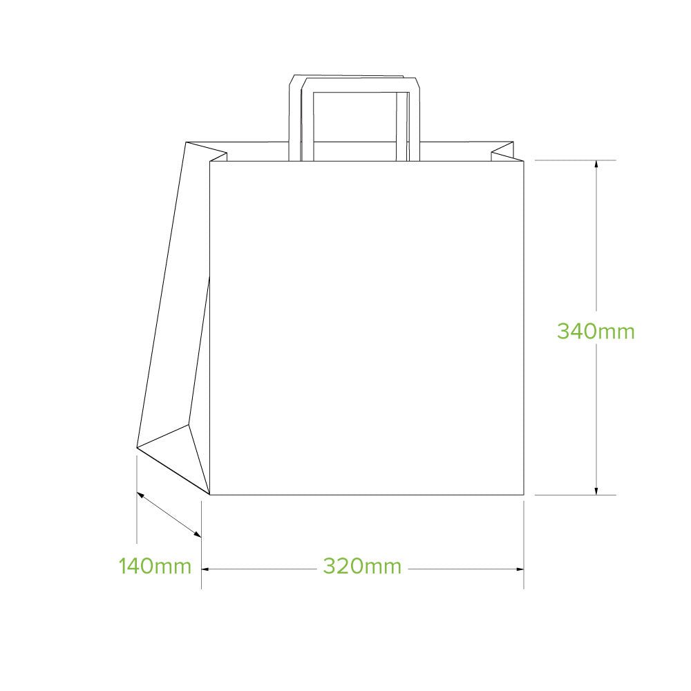 Medium Flat Handle Kraft Paper Bags - 200/CTN - TEM IMPORTS™