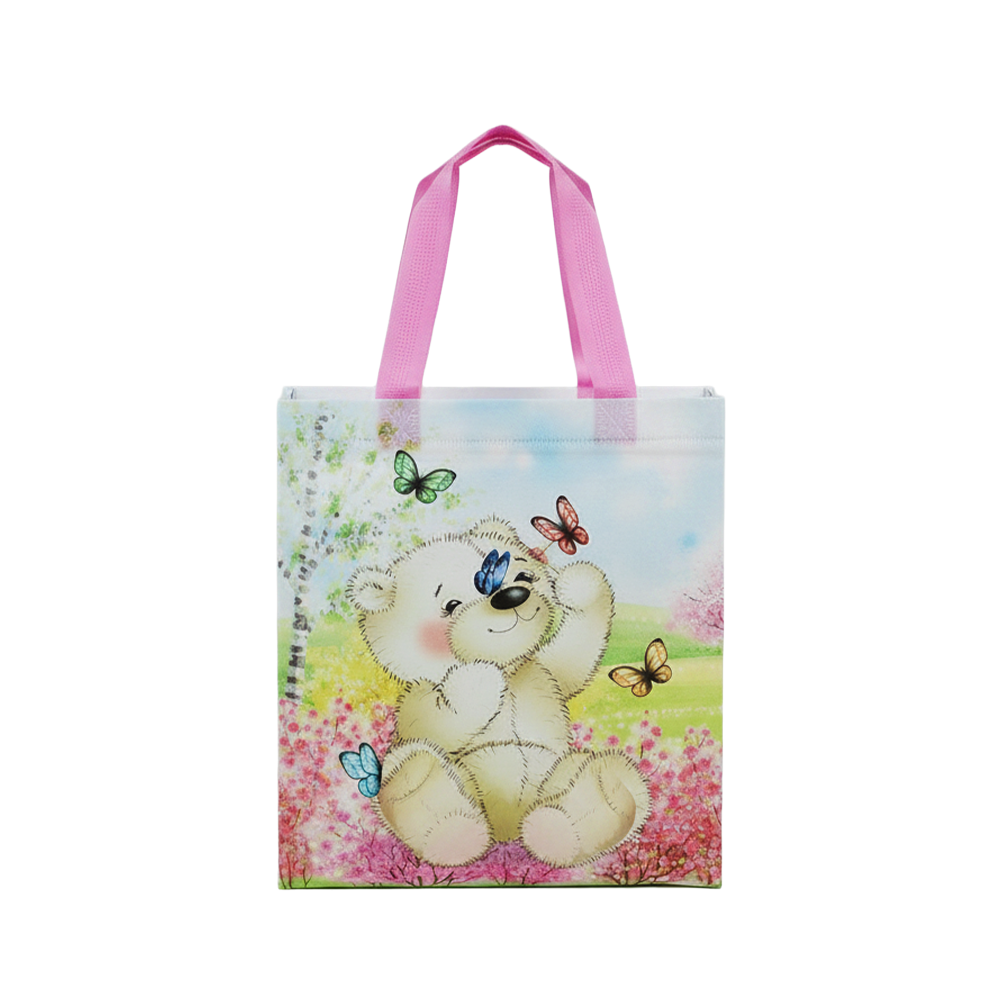 Medium PP Printed Bear & Butterfly Non-Woven Bag - Pack of 10