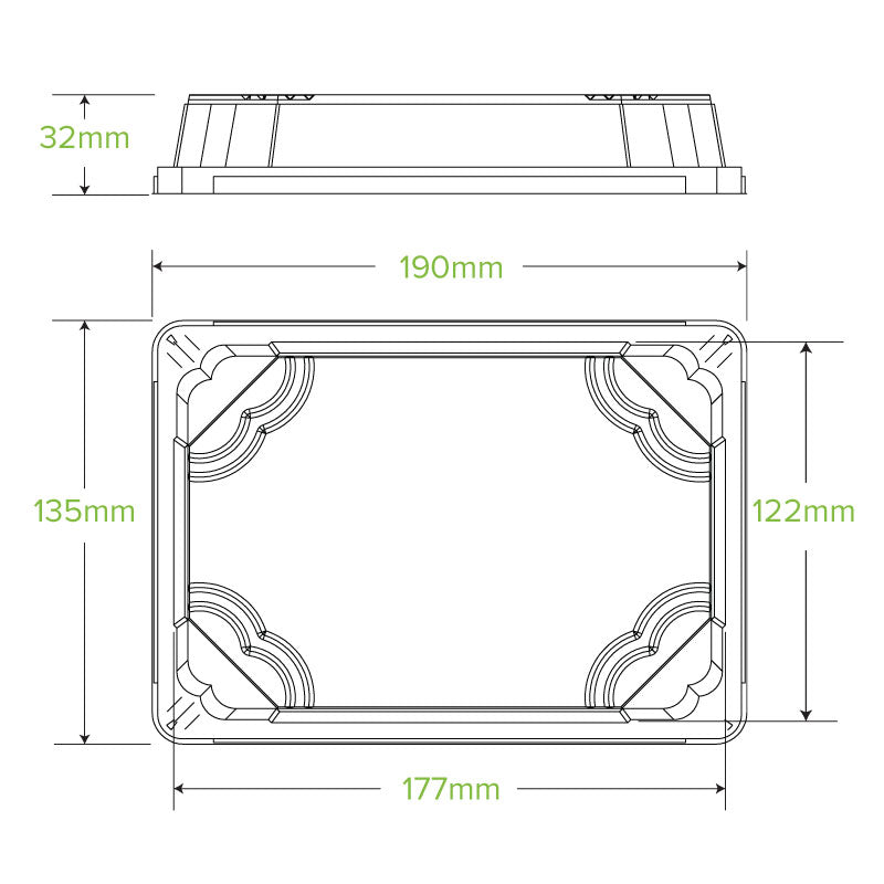 Medium PLA Sushi Tray Lid - 600pcs/Ctn - TEM IMPORTS™