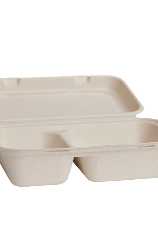 Natural Sugarcane Takeaway Large 2 Comp Snack Pack Food Clam - 250/CTN - TEM IMPORTS™