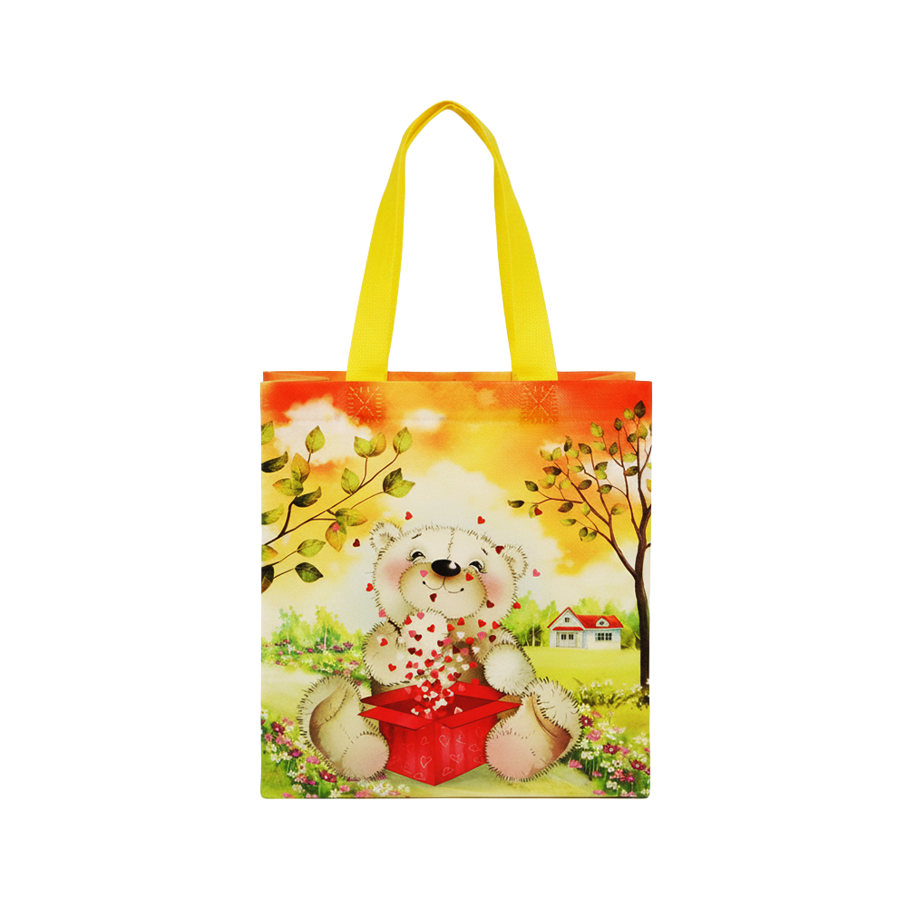 Small PP Printed Orange Bear Non-Woven Bag - Pack of 10