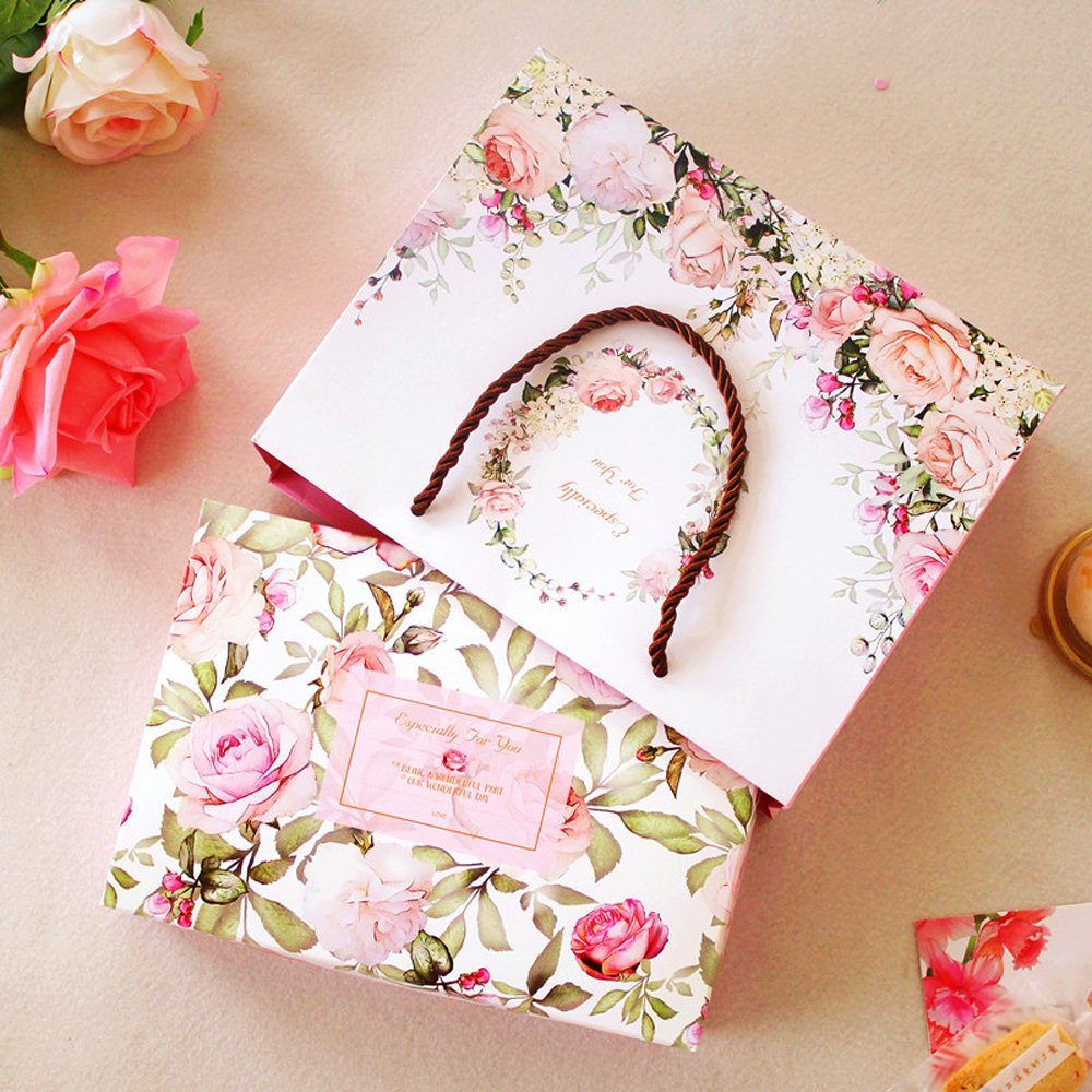 Pink Roses Printed Pattern Rectangle Paper Box - TEM IMPORTS™