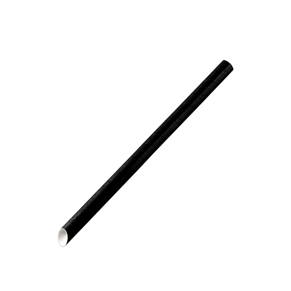 Plain Black 10mm Slant Cut Jumbo Paper Straw - TEM IMPORTS™