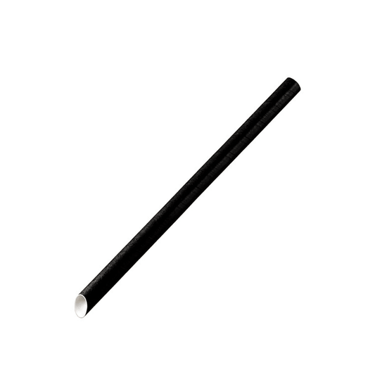 Plain Black 10mm Slant Cut Jumbo Paper Straw - TEM IMPORTS™