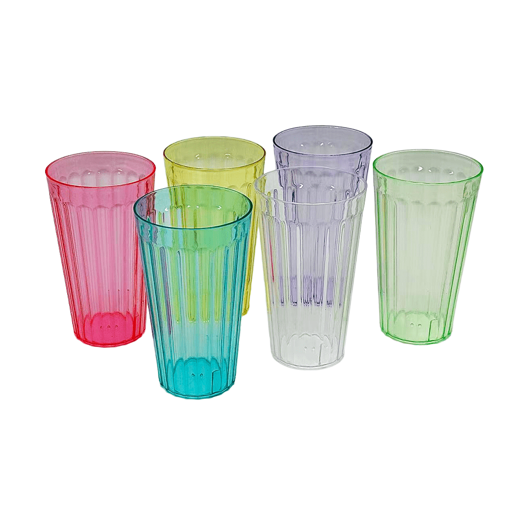 Plastic Water Tumbler Assorted Colour - 6/PKT - TEM IMPORTS™