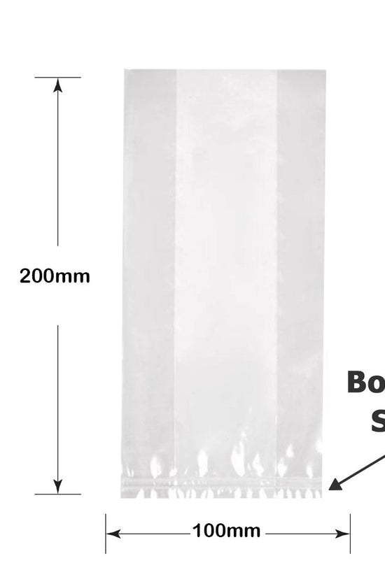 Polypropylene Gusseted Bag - 200mm x 100mm - Clear - TEM IMPORTS™