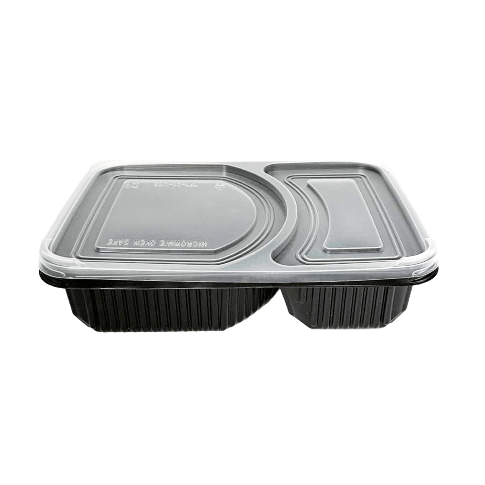 PP Lid To Suit 2 Premium Compartment Bento Black Base - 400/CTN - TEM IMPORTS™