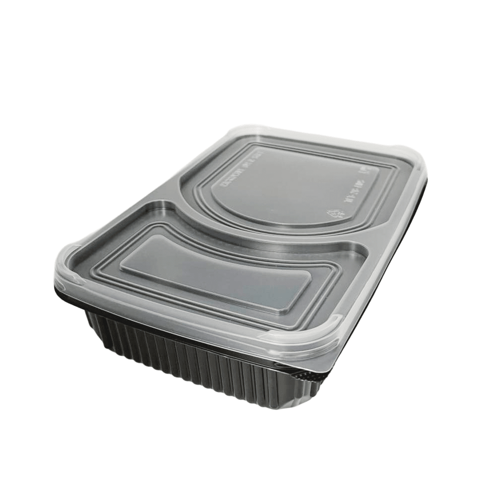 PP Lid To Suit 2 Premium Compartment Bento Black Base - 400/CTN - TEM IMPORTS™