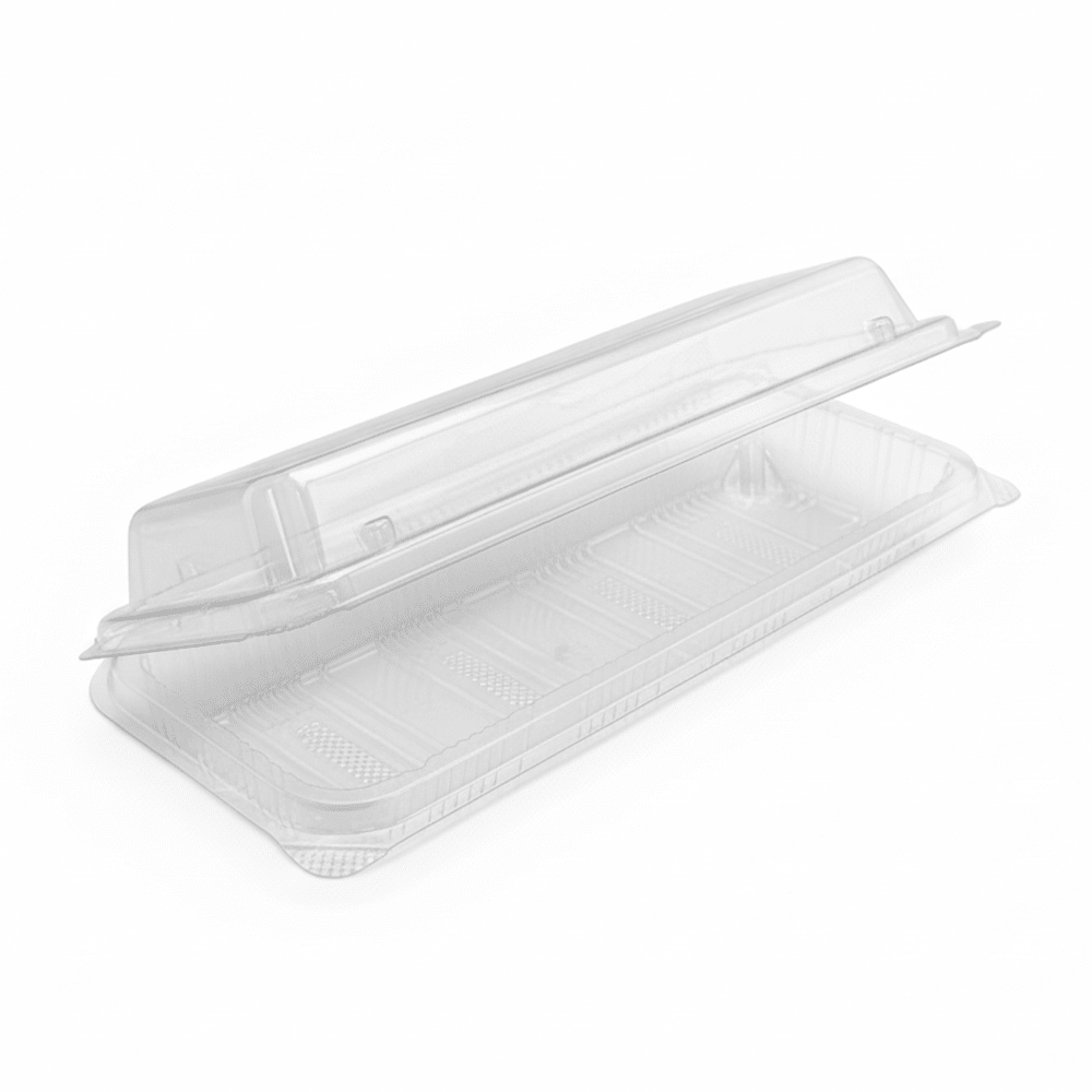 Premium Clear PET Hinged Lid Nigiri Sushi Long Container - TEM IMPORTS™
