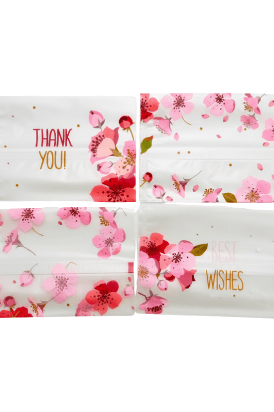 Printed Cherry Blossom Pattern Cellophane Mooncake Bags - 135x100mm - TEM IMPORTS™