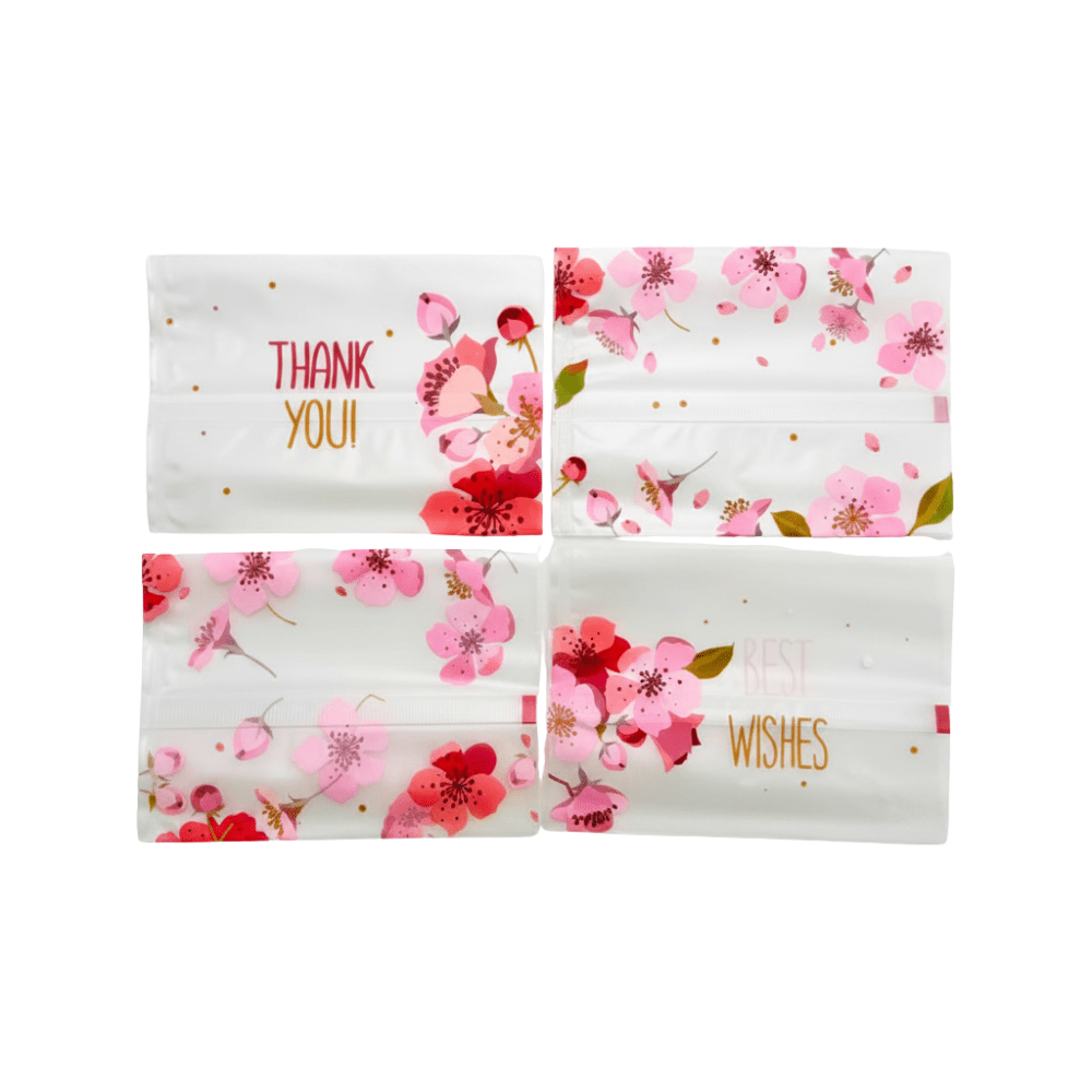 Printed Cherry Blossom Pattern Cellophane Mooncake Bags - 135x100mm - TEM IMPORTS™