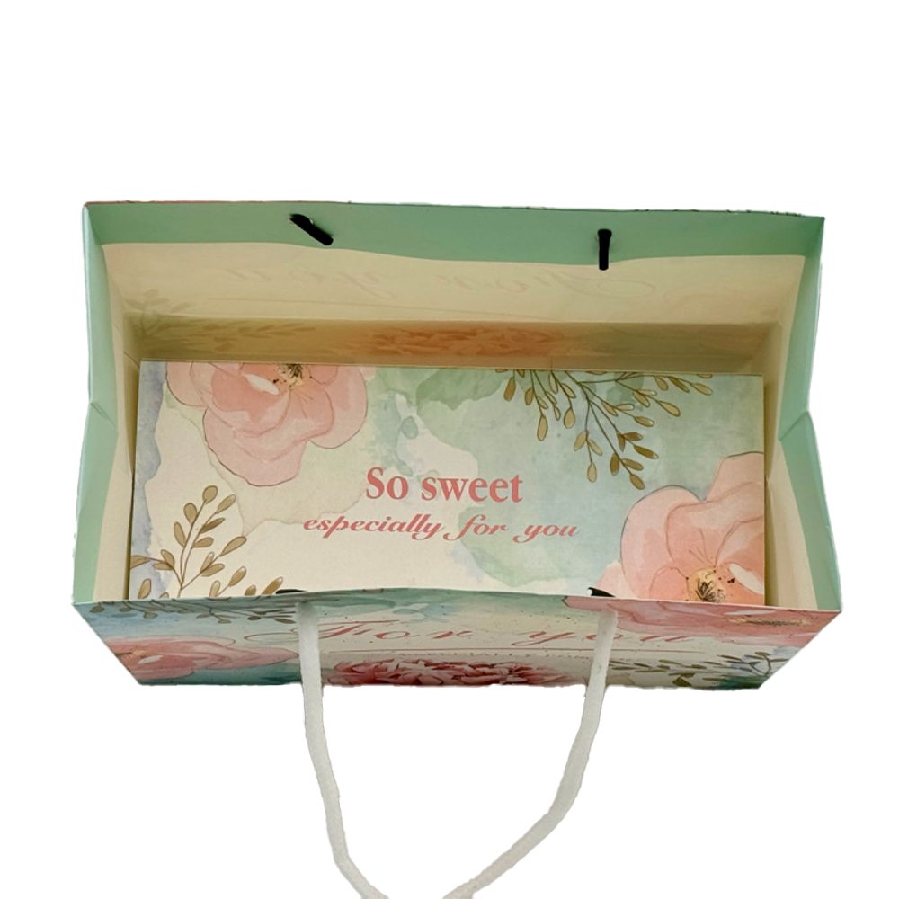 Printed Paper Bag Silk Handle To Suit Slim Rectangular Box - TEM IMPORTS™