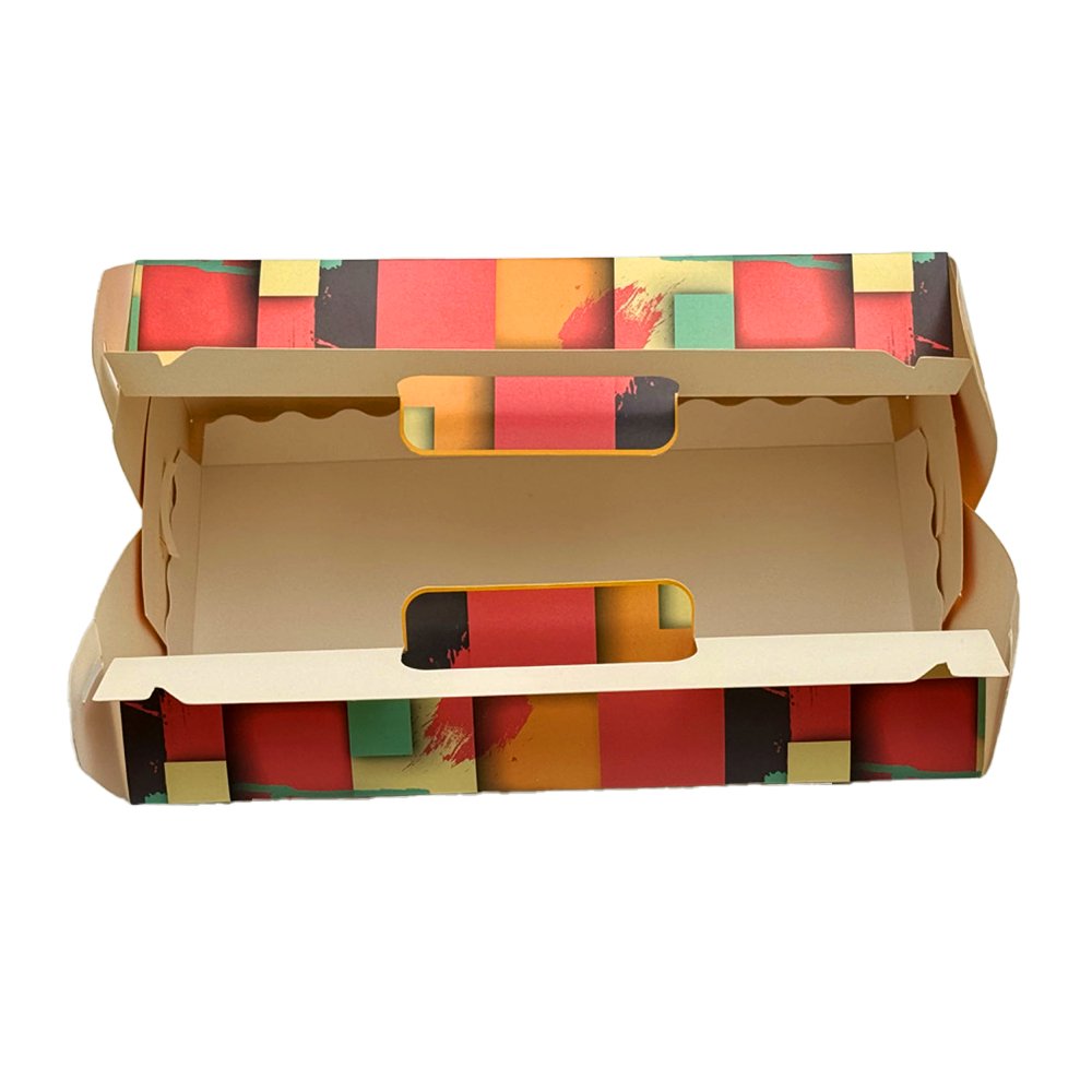 Printed Paper Cake Box Handle With Cupcake Tray - Bright Orange Theme - TEM IMPORTS™