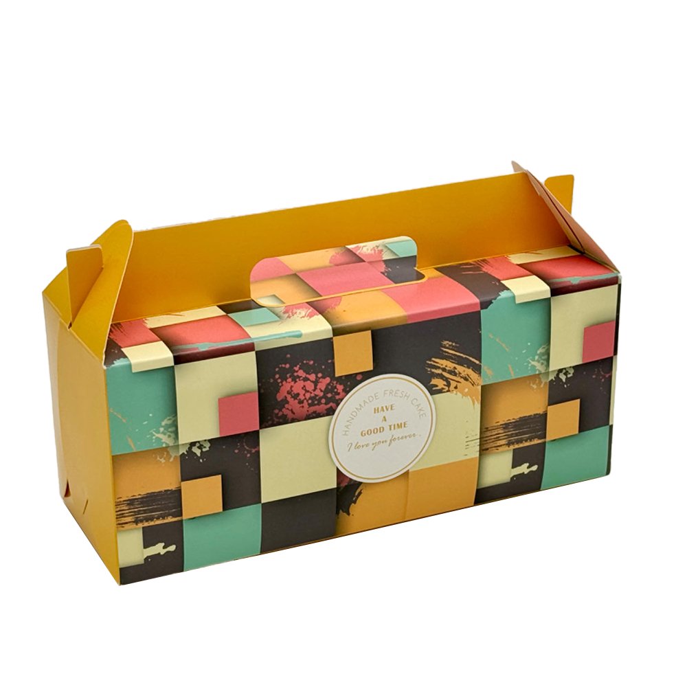 Printed Paper Cake Box Handle With Cupcake Tray - Bright Orange Theme - TEM IMPORTS™