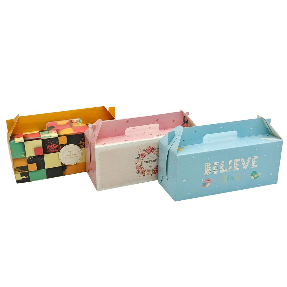 Printed Paper Cake Box Handle With Cupcake Tray - Bright Orange Theme - TEM IMPORTS™