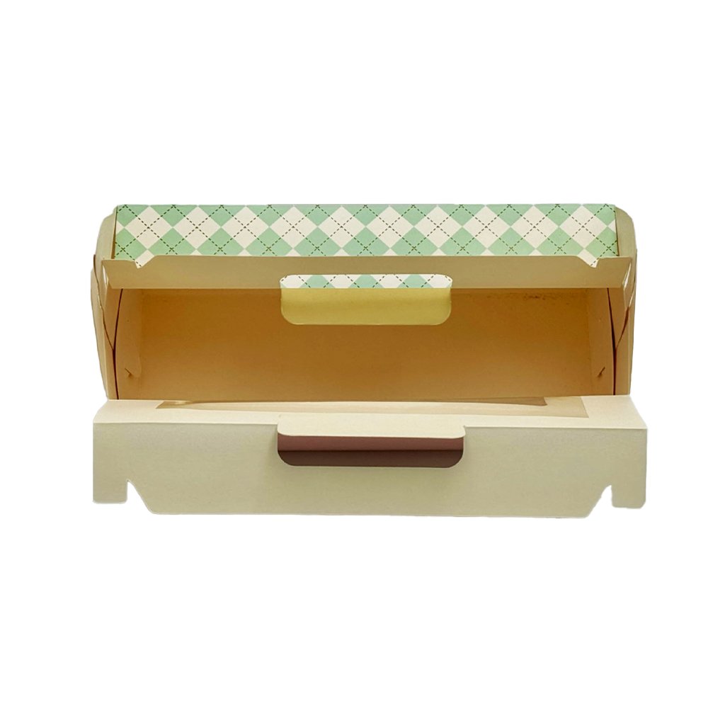 Printed Paper Cake Box Handle With Cupcake Tray - Checkered Pattern - TEM IMPORTS™