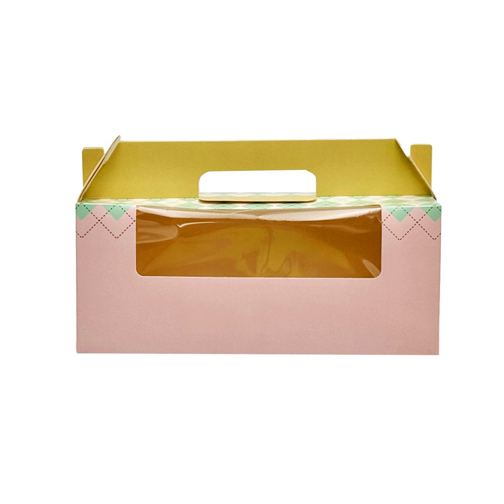 Printed Paper Cake Box Handle With Cupcake Tray - Checkered Pattern - TEM IMPORTS™