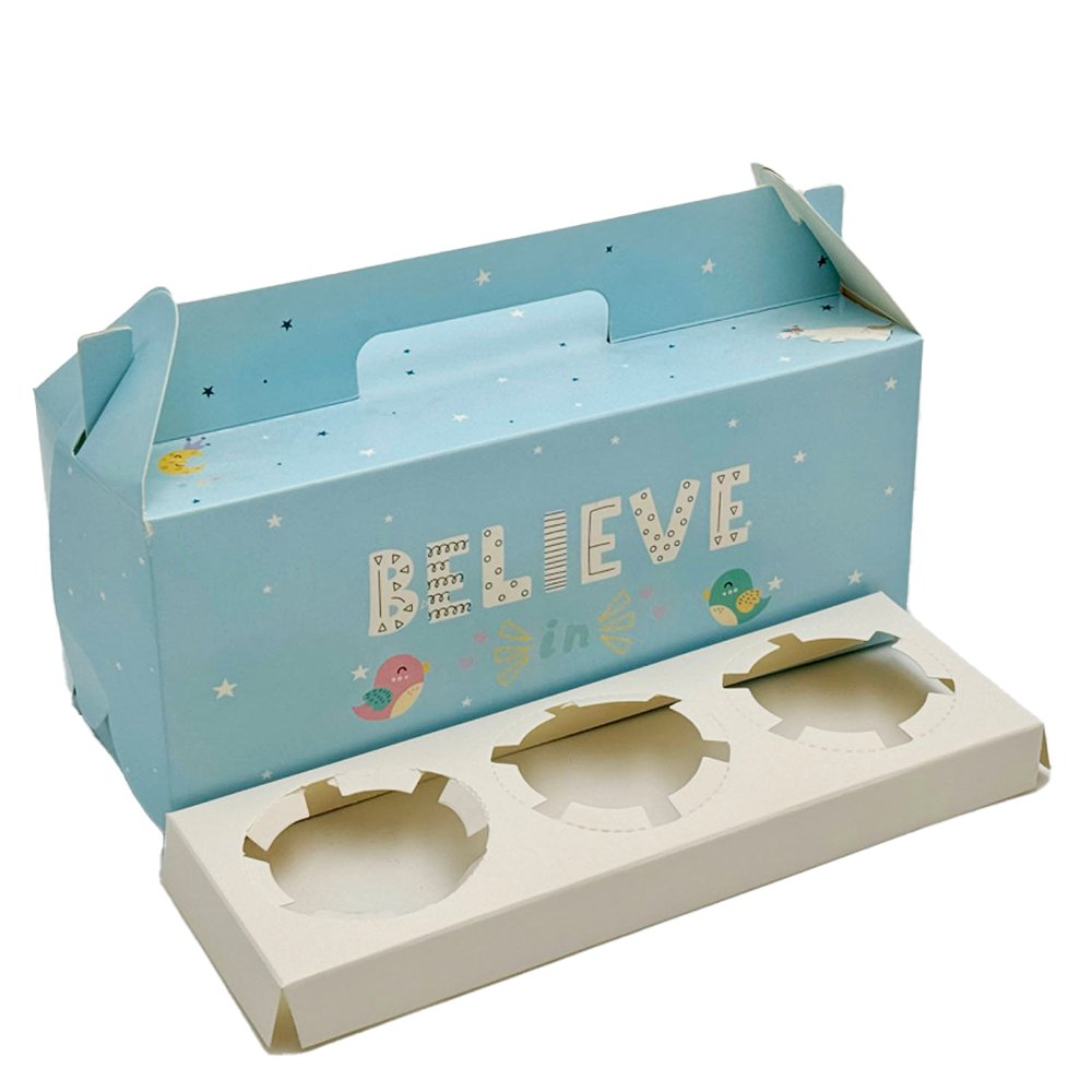 Printed Paper Cake Box Handle With Cupcake Tray - Dream Big Theme - TEM IMPORTS™