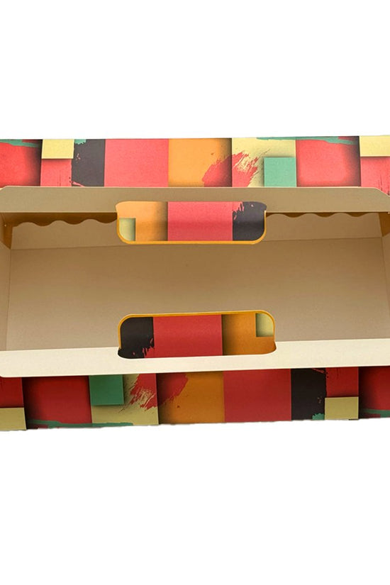 Printed Paper Cake Box Handle With Tray - Bright Orange Theme - TEM IMPORTS™