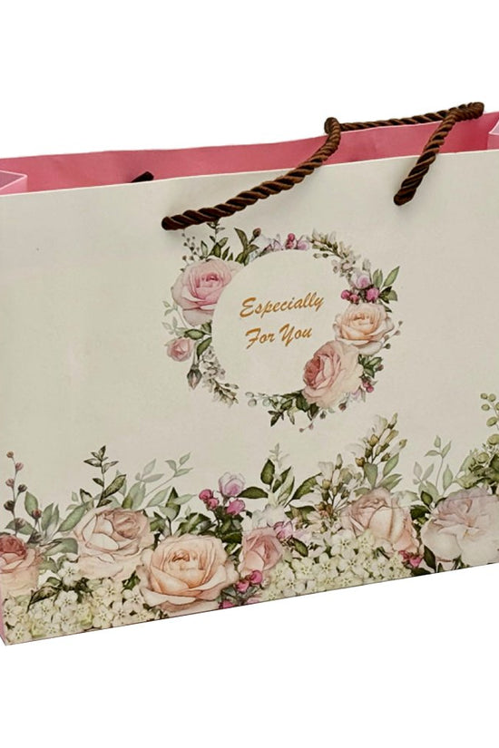 Printed Roses Paper Bag Rope Handle To Suit Pink Roses Box - TEM IMPORTS™