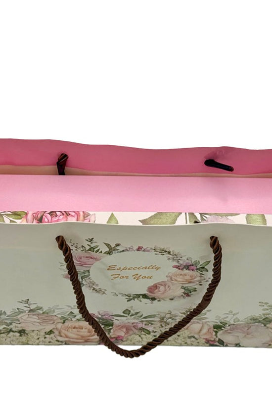 Printed Roses Paper Bag Rope Handle To Suit Pink Roses Box - TEM IMPORTS™