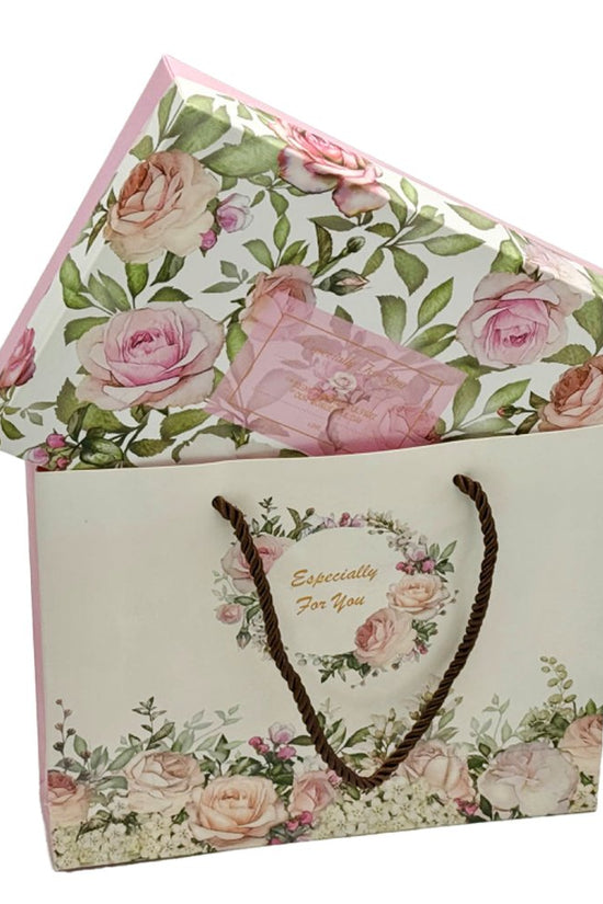 Printed Roses Paper Bag Rope Handle To Suit Pink Roses Box - TEM IMPORTS™