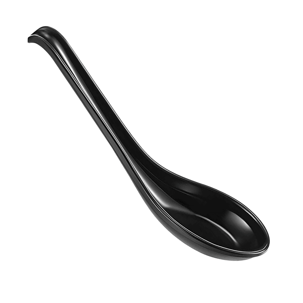 Re - usable Large Plastic Chinese Soup Spoon Hook Style Black - TEM IMPORTS™