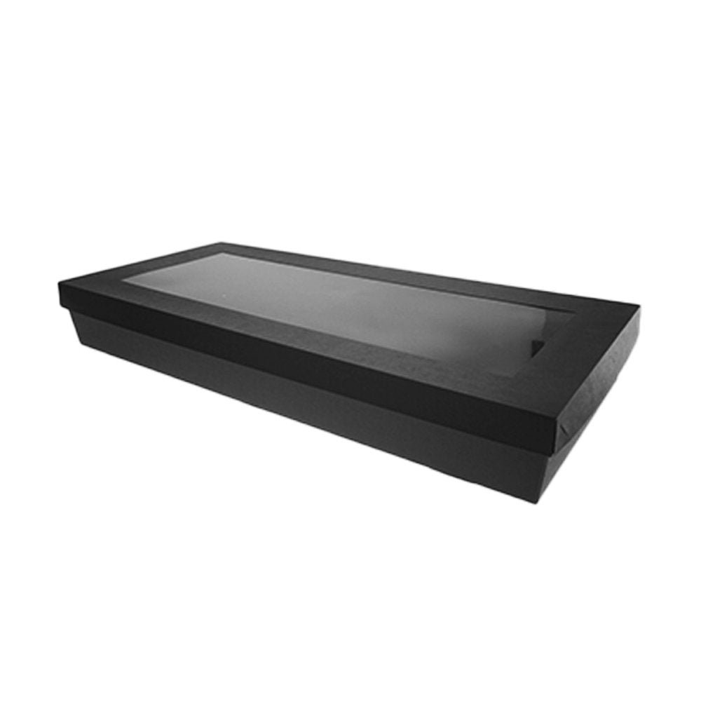 Rectangle Black Catering Tray Lid With PET Window - Suit Large Tray - TEM IMPORTS™