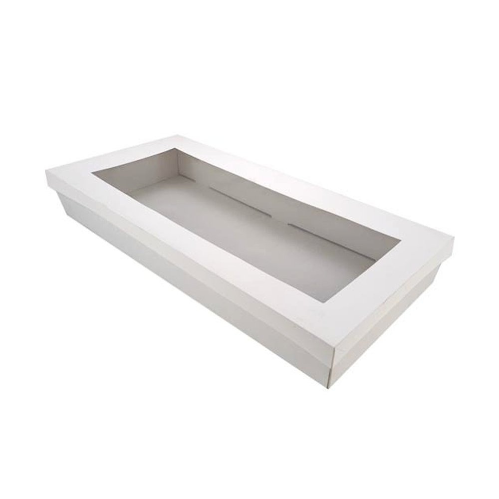 Rectangle White Catering Tray Lid With PET Window - Suit Large Tray - TEM IMPORTS™