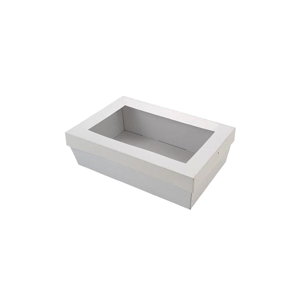 Rectangle White Catering Tray Lid With PET Window - Suit Small Tray - TEM IMPORTS™