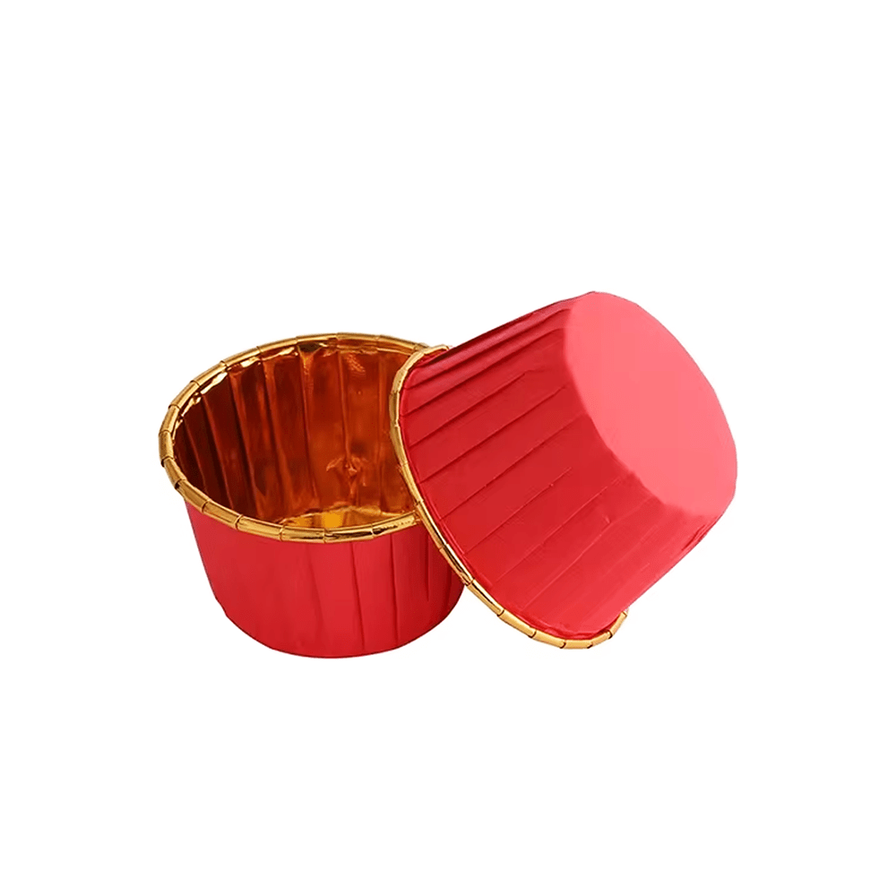 Red And Gold Foil Baking Paper Cup - B44xH35 - TEM IMPORTS™