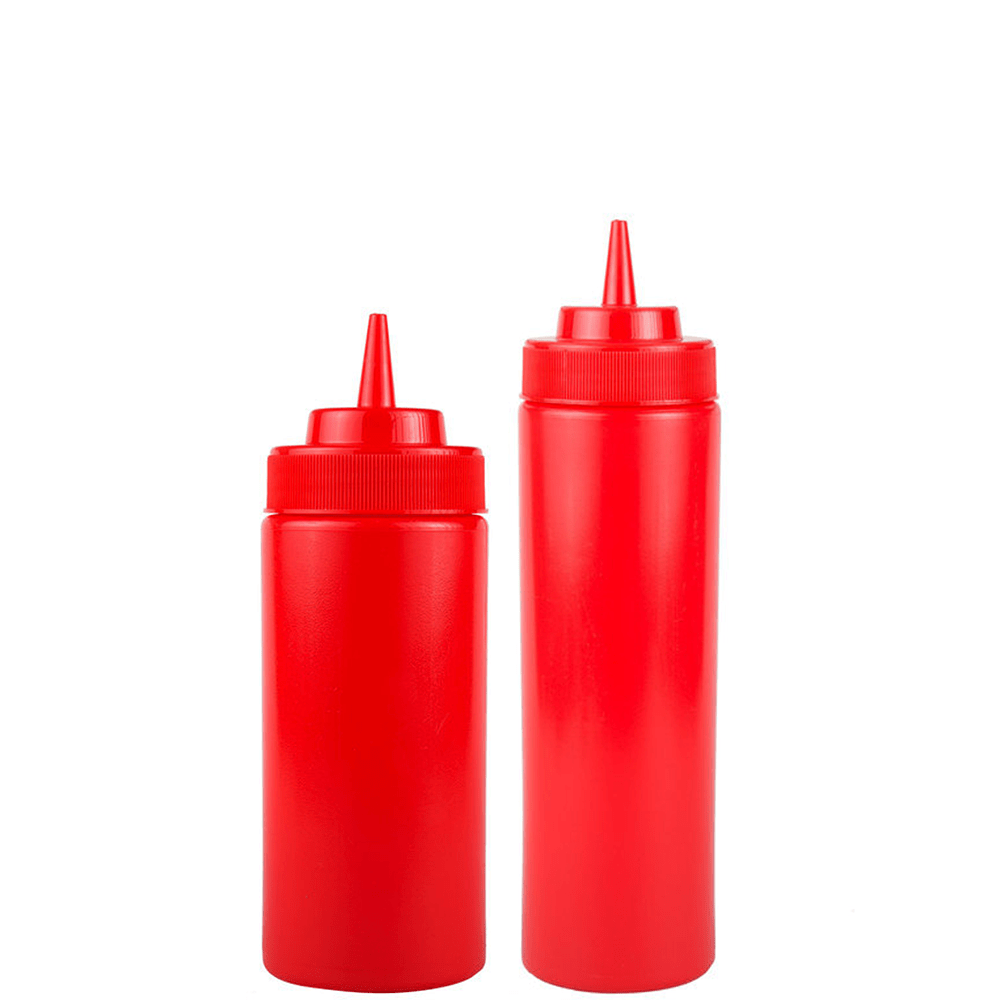 Red Plastic Squeeze Bottle Wide Mouth - TEM IMPORTS™