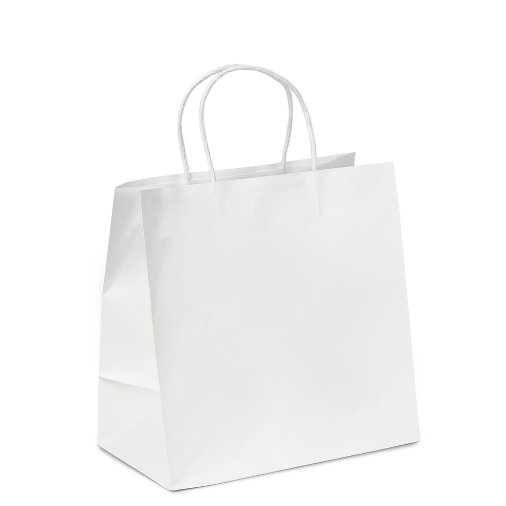 Retail Takeaway White Twisted Handle Paper Bag - Medium (UberEats Styled) - TEM IMPORTS™