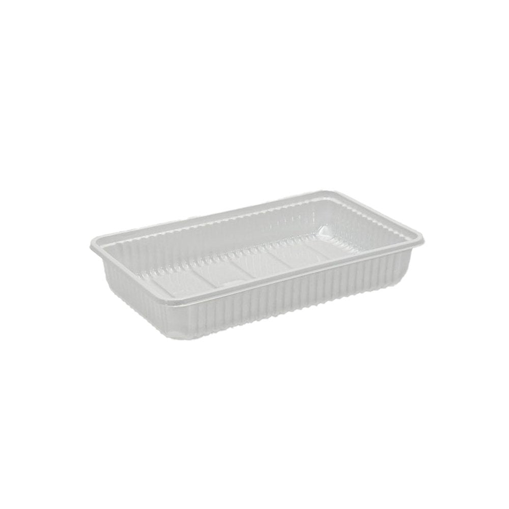 Ribbed Rectangular White With Clear Lid - TEM IMPORTS™