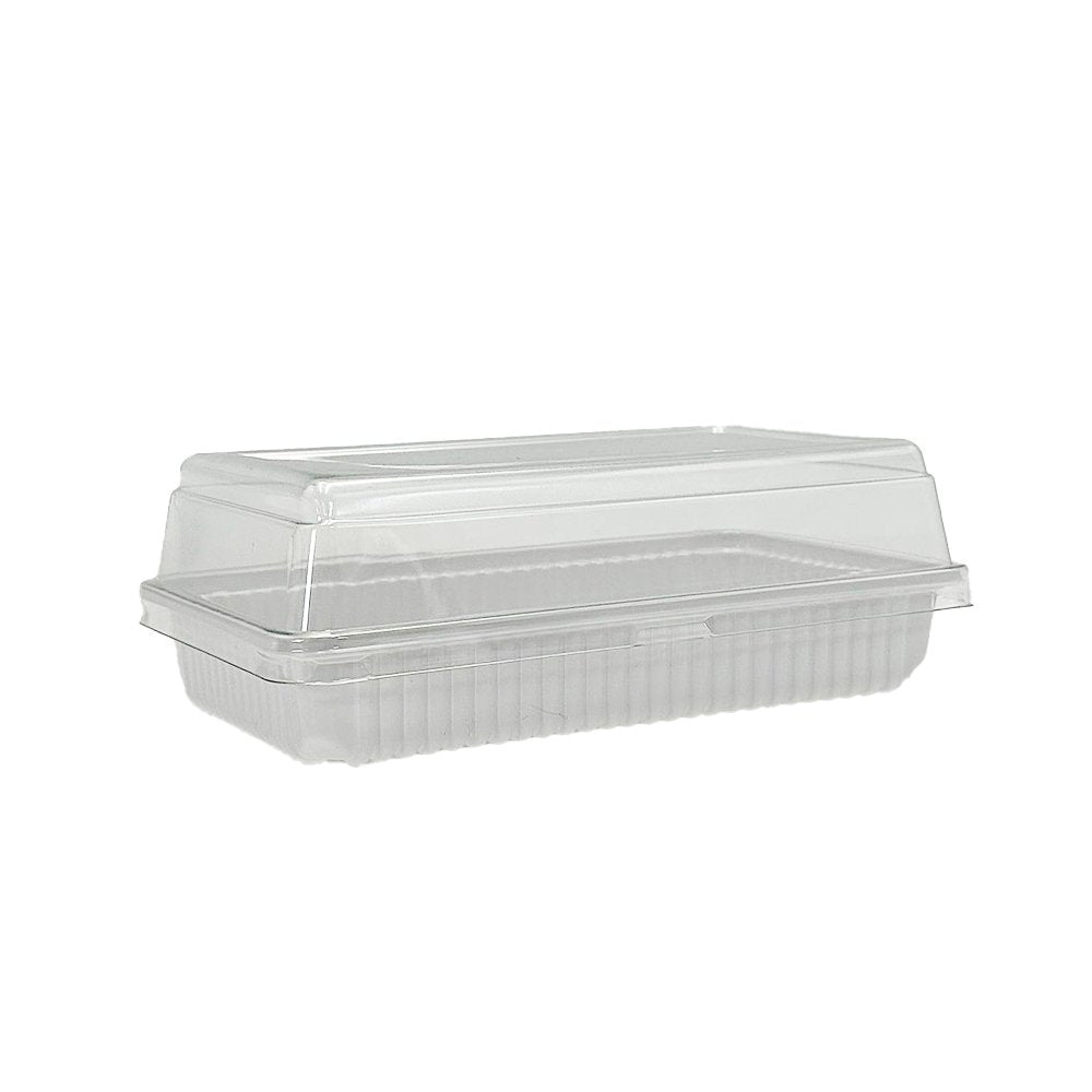 Ribbed Rectangular White With Clear Lid - TEM IMPORTS™