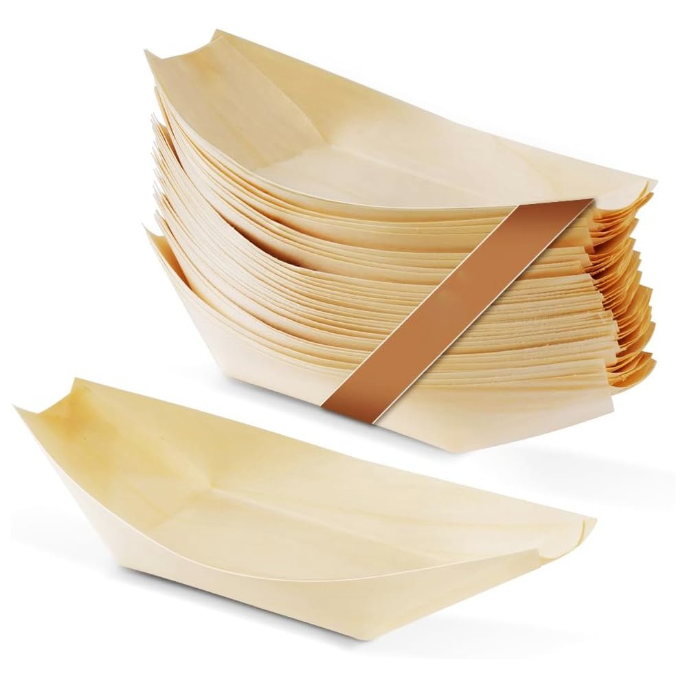 Serving Pine Boat Large - 50 Pack - TEM IMPORTS™