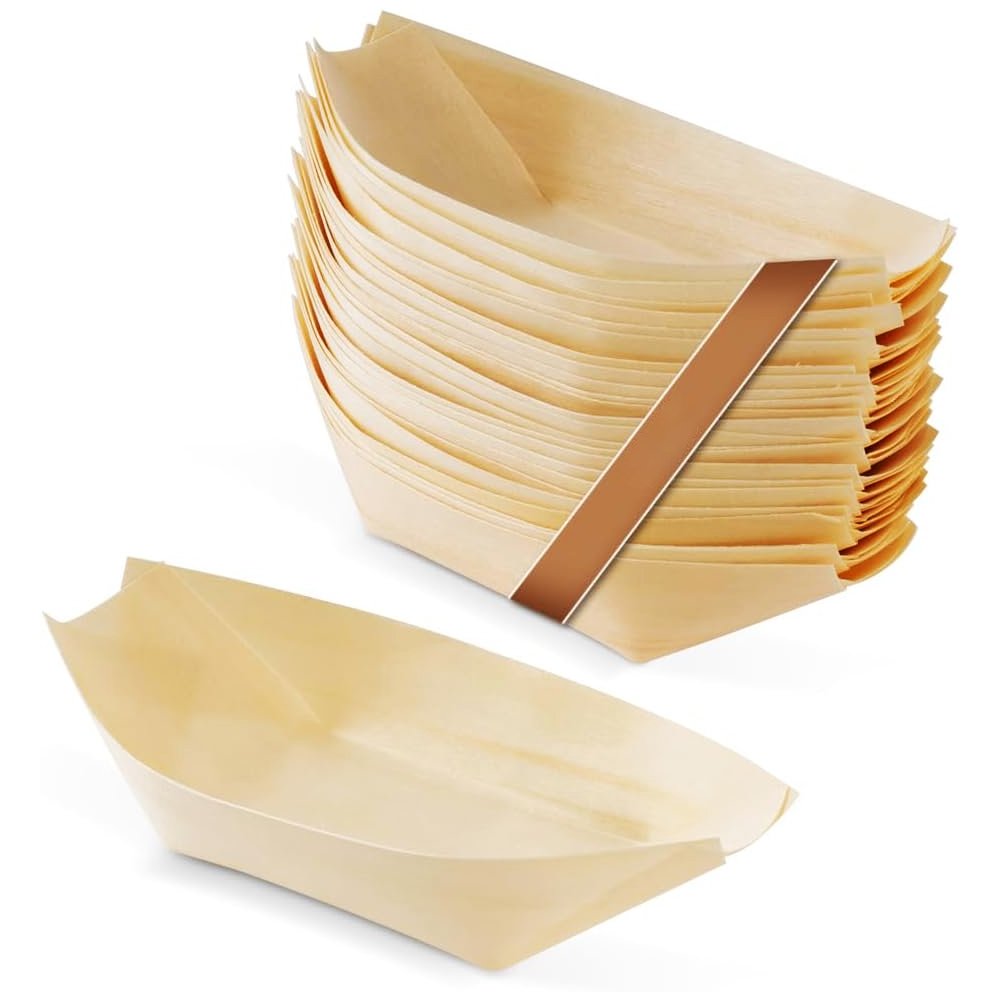 Serving Pine Boat Medium - 50 Pack - TEM IMPORTS™