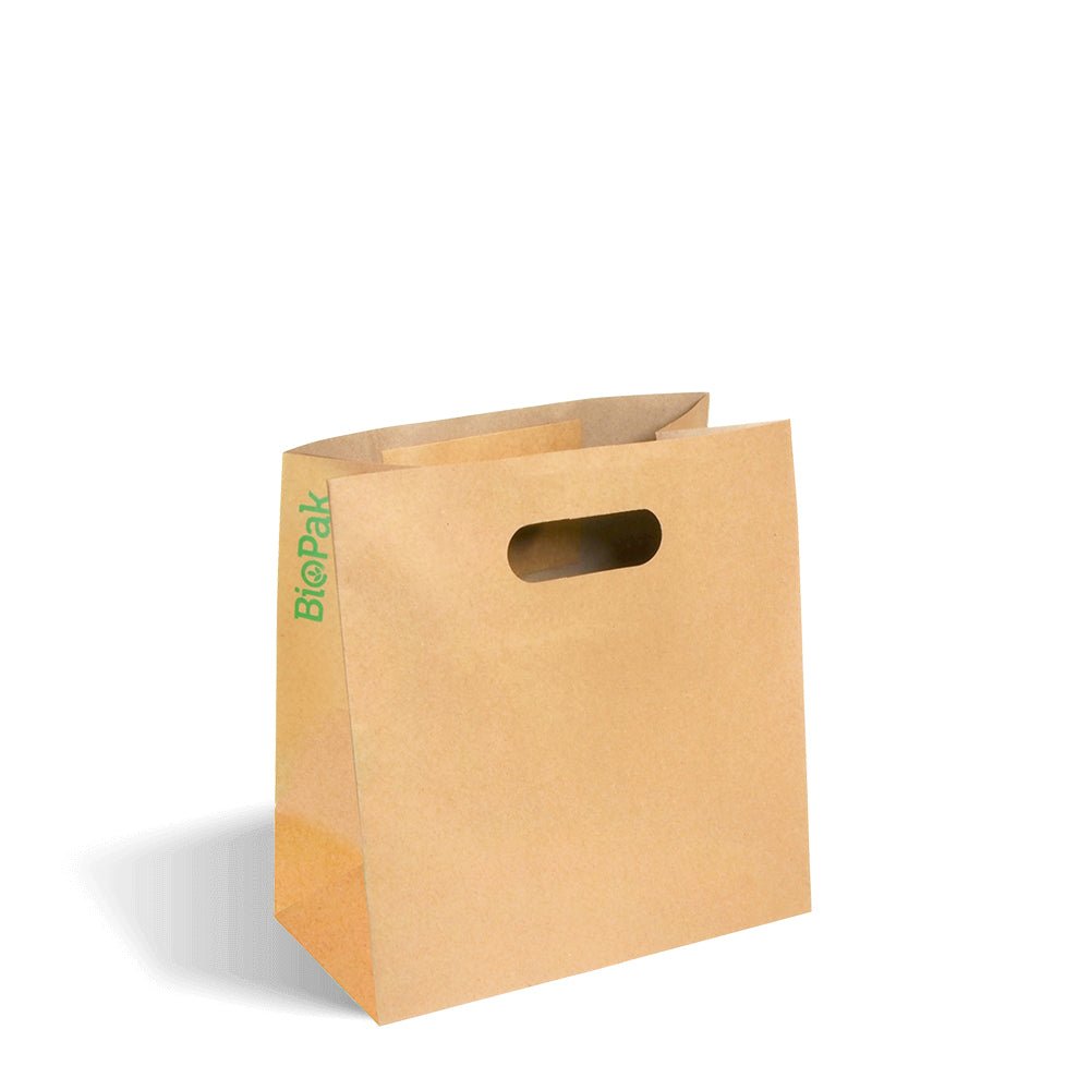 Small Die Cut Handle Kraft Paper Bags - 250/CTN - TEM IMPORTS™