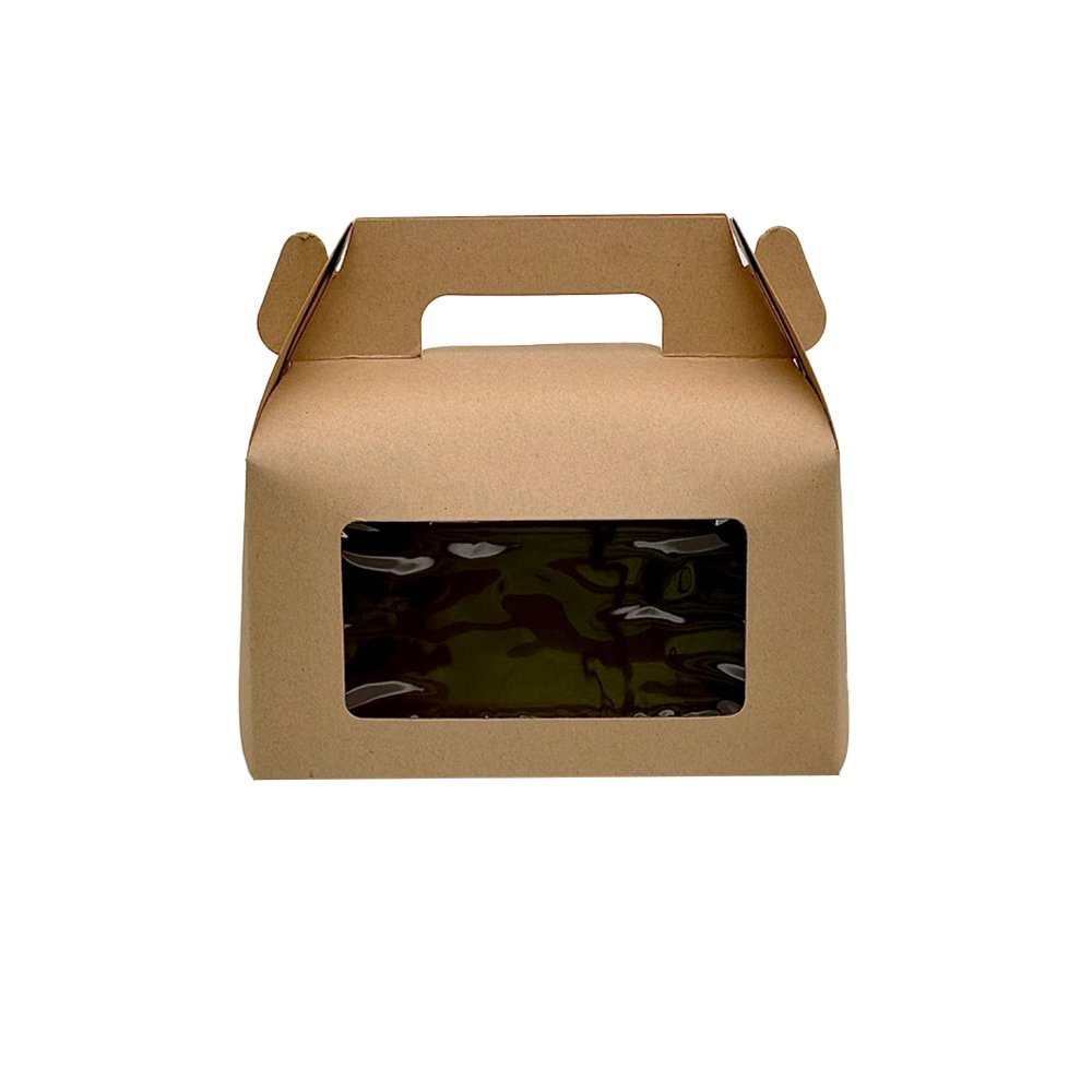 Small Kraft Paper Cake Box Handle With Window - TEM IMPORTS™