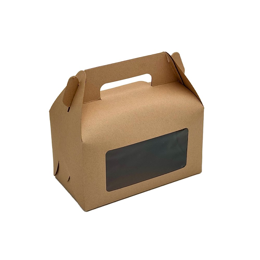 Small Kraft Paper Cake Box Handle With Window - TEM IMPORTS™