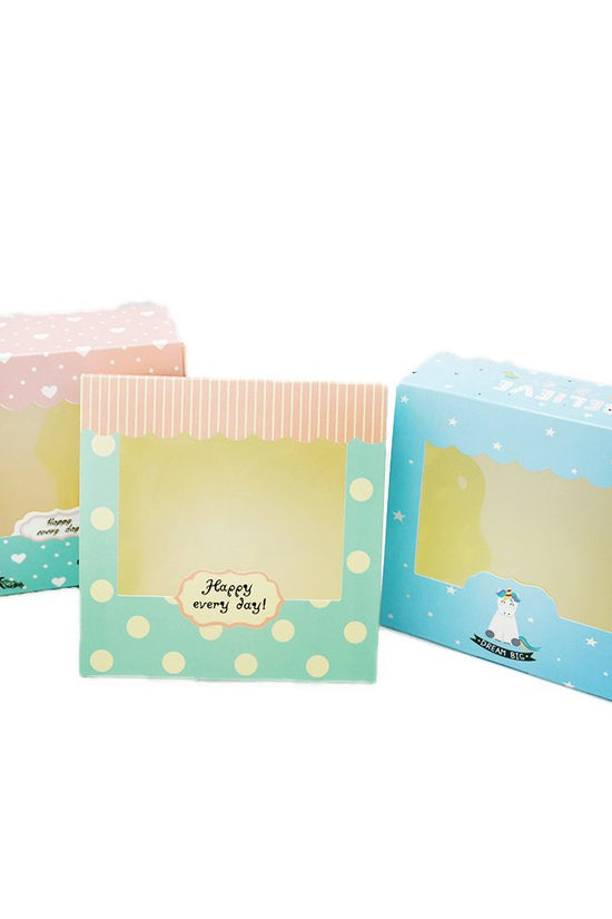 Small Square Printed Paper Box Window - Happy Day Theme - TEM IMPORTS™