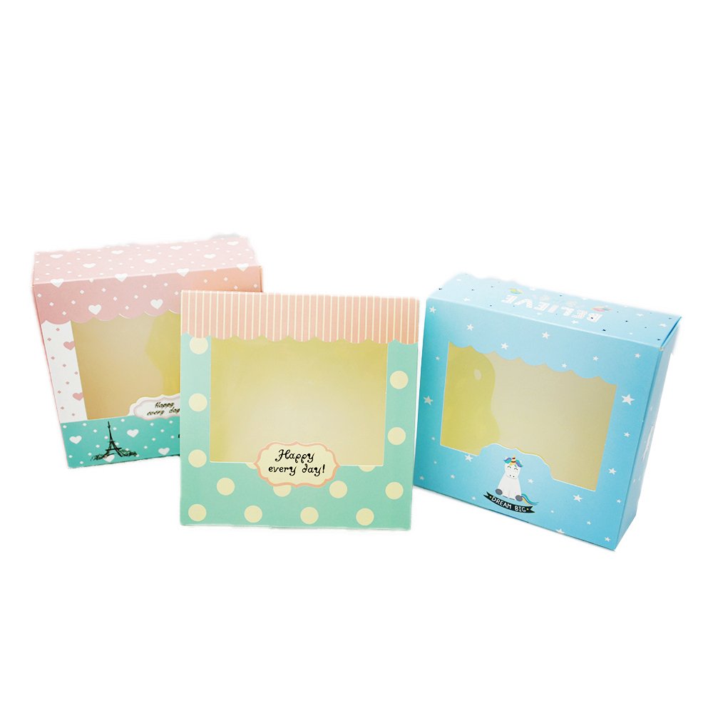 Small Square Printed Paper Box Window - Happy Day Theme - TEM IMPORTS™