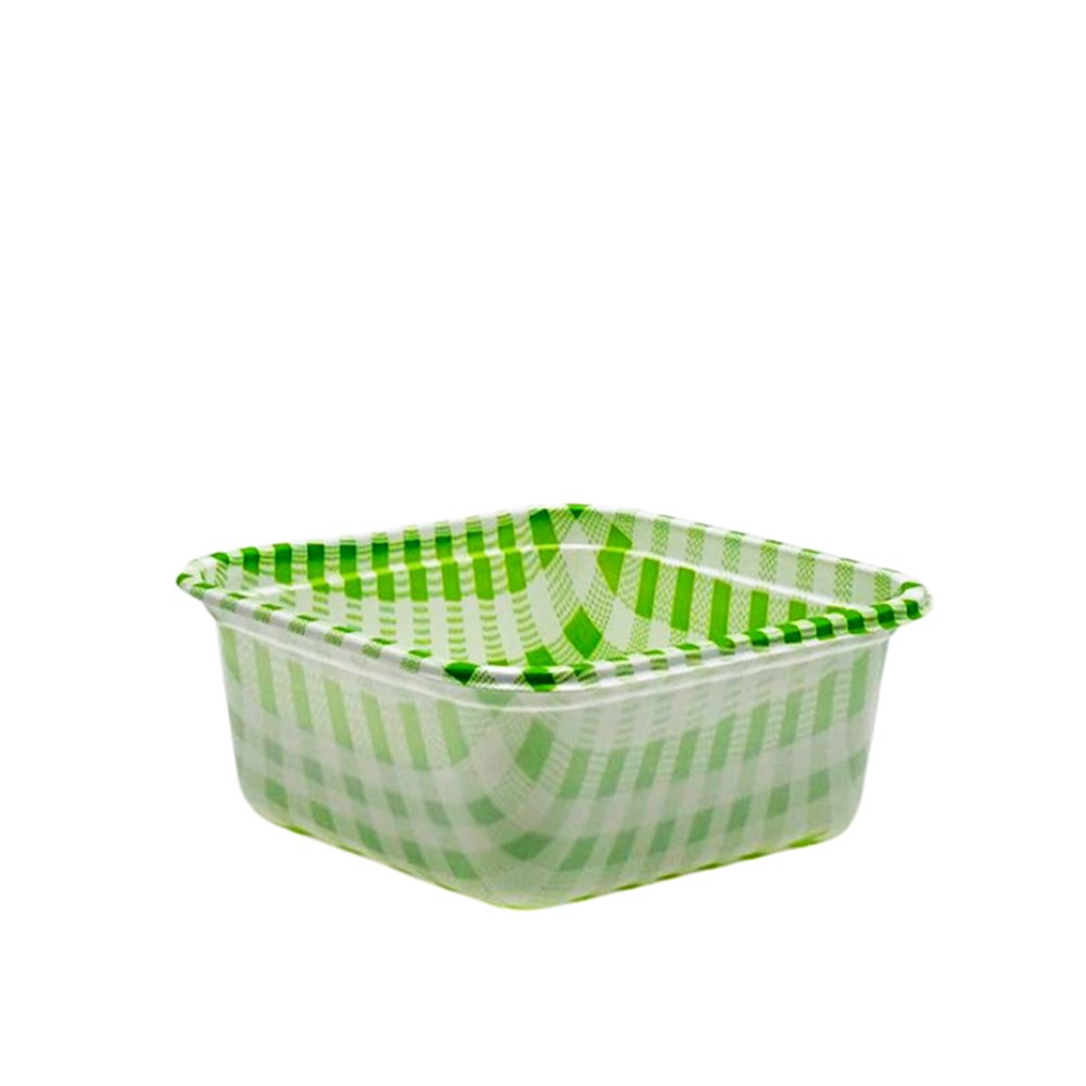 Square Checkered Pattern Green With Clear PET Lid - TEM IMPORTS™