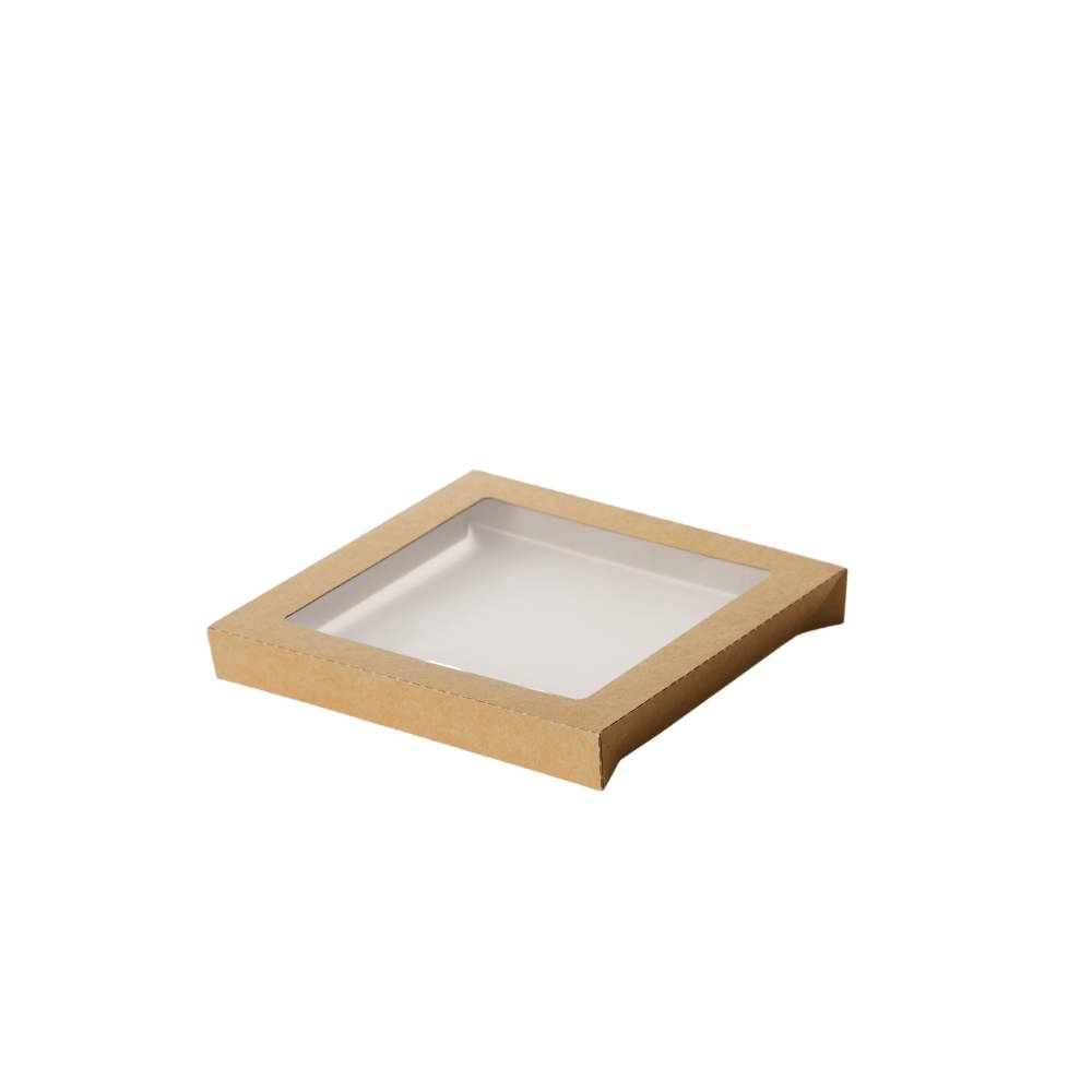 Square Kraft Catering Tray Window Lid - Suit Small Square Tray *H60 - TEM IMPORTS™