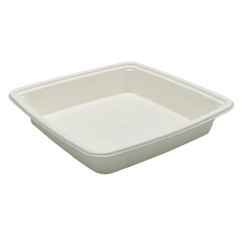 Square Takeaway Sugarcane 9" Inch Tray - No Compartment - TEM IMPORTS™