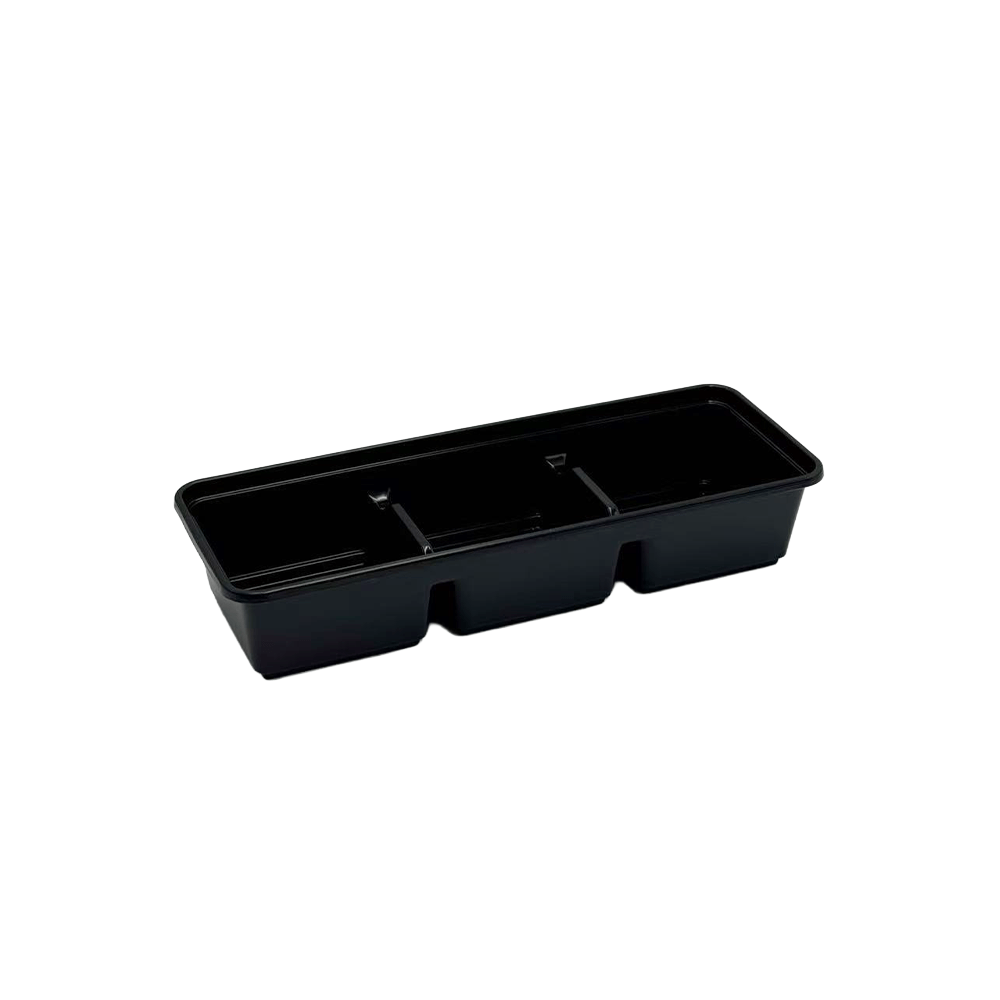 Traditional 3 Compartment Black Takeaway Bento Box With Lid - TEM IMPORTS™