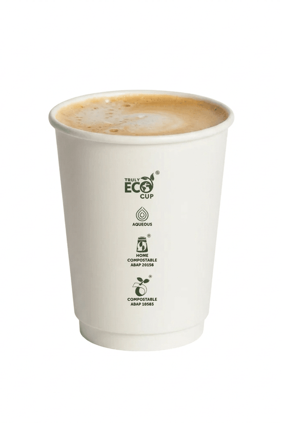 Truly Eco® 12oz White Aqueous Double Wall Paper Cups - 90mm Rim (Carton of 500) - TEM IMPORTS™