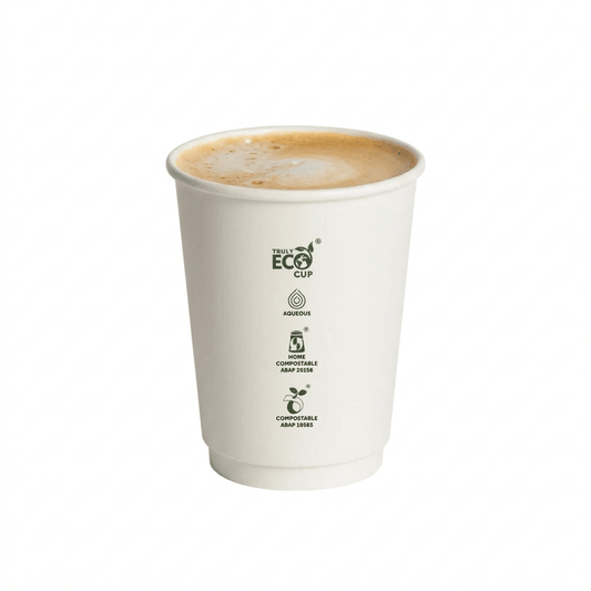 Truly Eco® 12oz White Aqueous Double Wall Paper Cups - 90mm Rim (Carton of 500) - TEM IMPORTS™